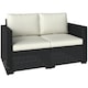 image 1 of Outsunny 2 Seater Rattan Garden Sofa with Deep Seat, Wide Arms, Black | Black | Black, Cream White | Two Seater