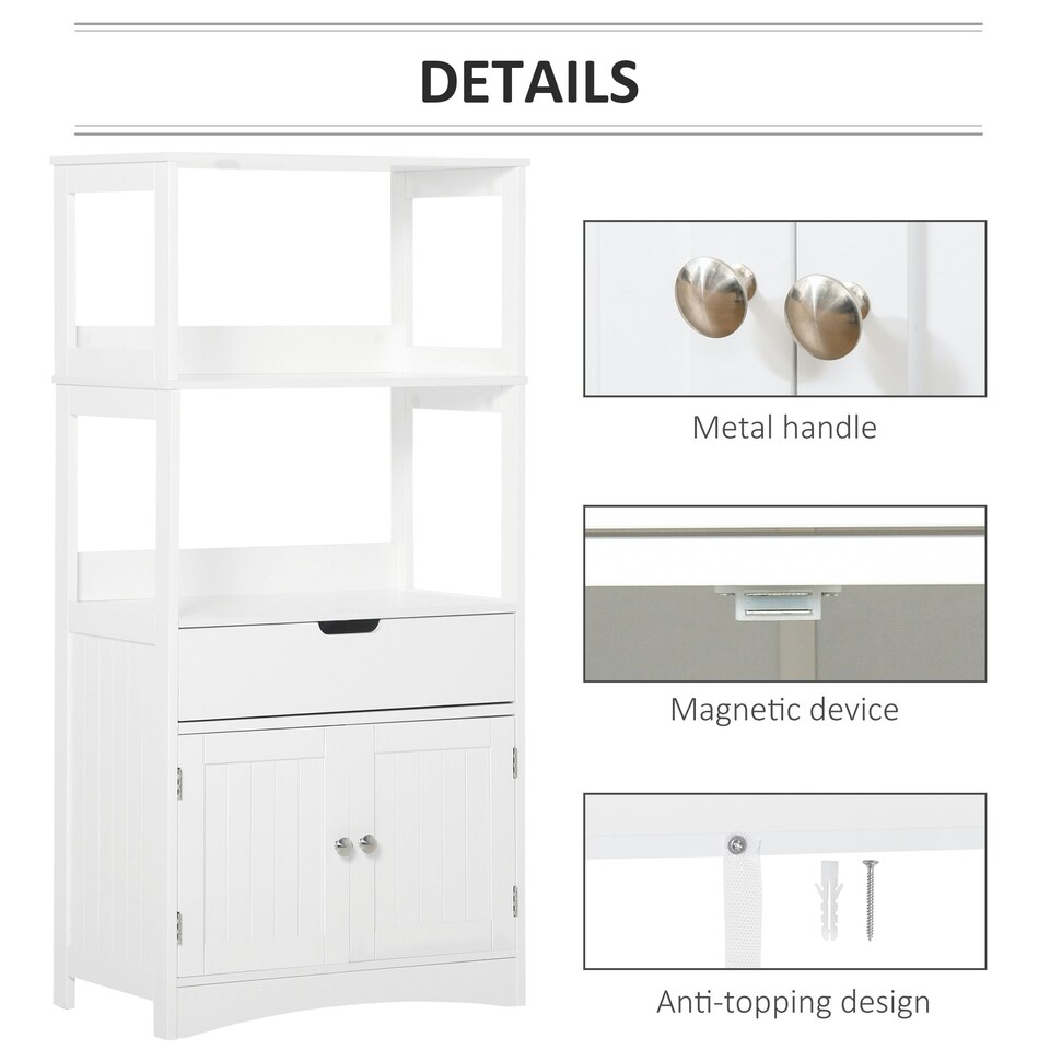 image 1 of kleankin Bathroom Floor Storage Cabinet Kitchen Sideboard Standing Unit W/ Doors