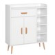 image 1 of HOMCOM Side Cabinet with Storage Drawer for Hallway, Kitchen White White | Natural Wood (Legs and Handles)