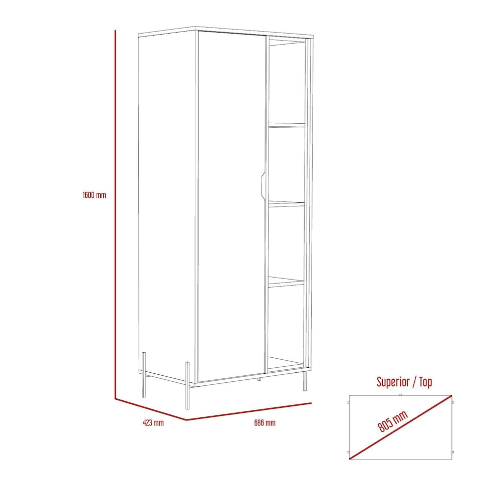 image 1 of Core Products Dallas Bookcase Display Unit - White & Carbon Grey Oak Effect, H160.0cm x W68.6cm x D42.3cm White