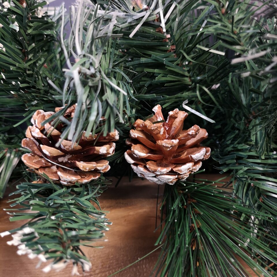 image 1 of 2.7m Snow Flocked Christmas Garland with Pine Cones and Mixed Needles