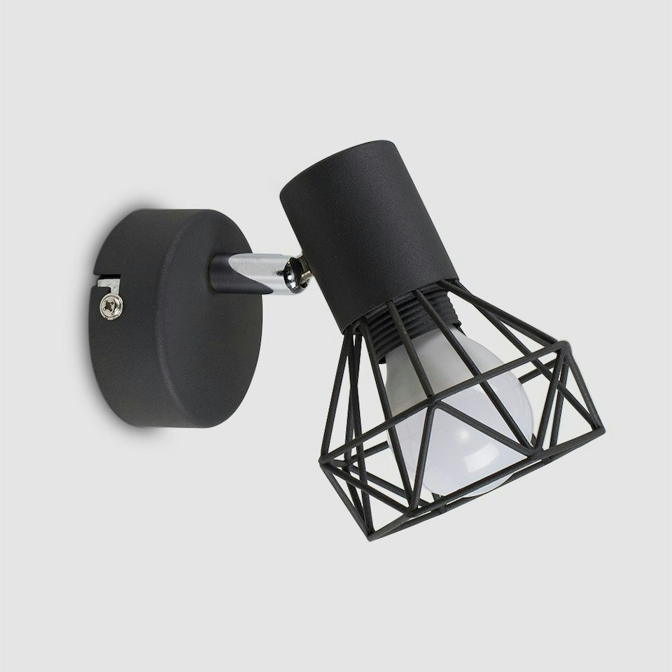 image 1 of ValueLights Angus Grey Indoor Wall Light and E14 Golfball LED 4W Warm White 2700K Bulb