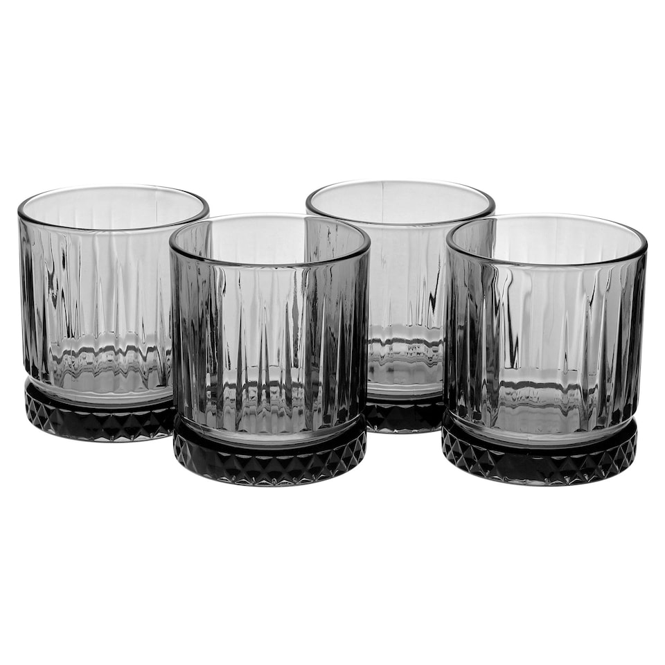 image 1 of Elysia Coloured Glasses Sets Drinking Glass Whiskey Tumblers | Grey | Set of 4 Grey 355ml | 4