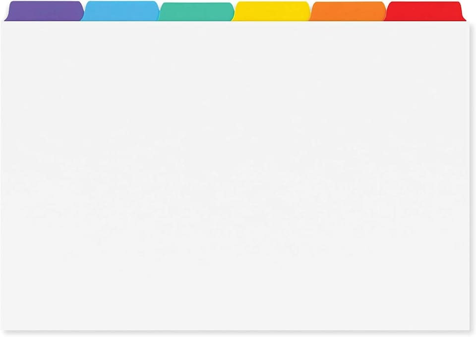 image 1 of White Cards And Coloured Tab A-Z Guide Cards 152 x 102mm (6"x4")