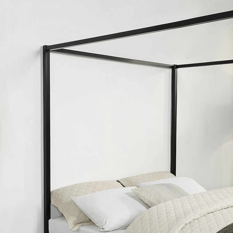image 1 of Ashwell Modern Four 4 Poster Black Metal Bed Frame (Double)