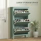 image 3 of HOMCOM 3 Drawer Shoe Cabinet with Flip Doors for Hallway, Entryway Green | 80W x 24D x 131H cm