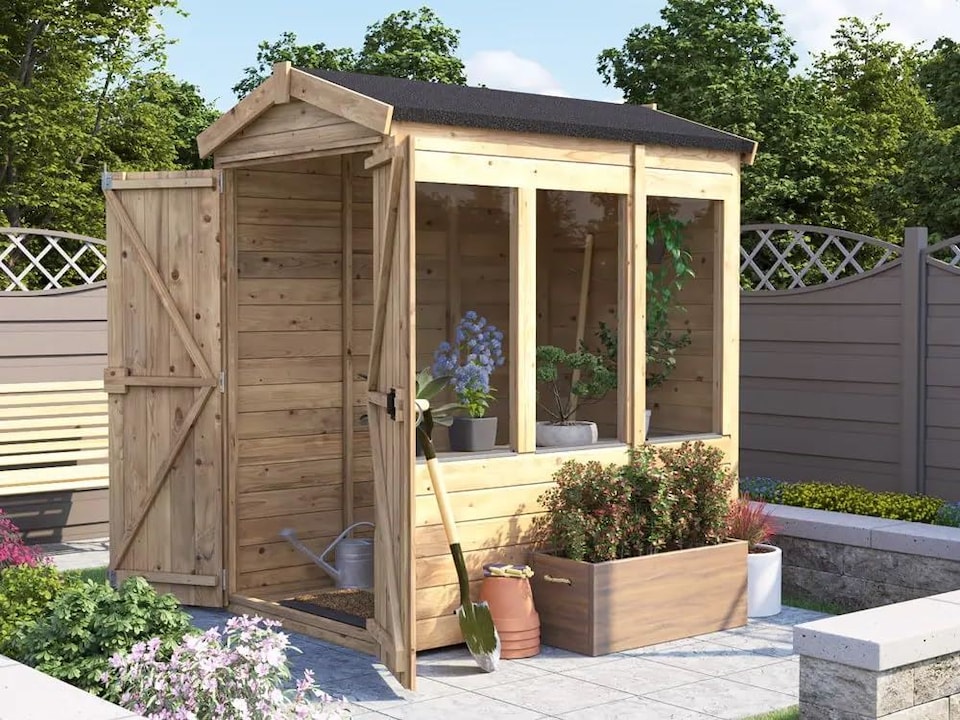 image 1 of Dunster House Potting Shed Apex Roof W4' x D6' (W1.2m x D1.8m) Superfelt, Overlord Modular