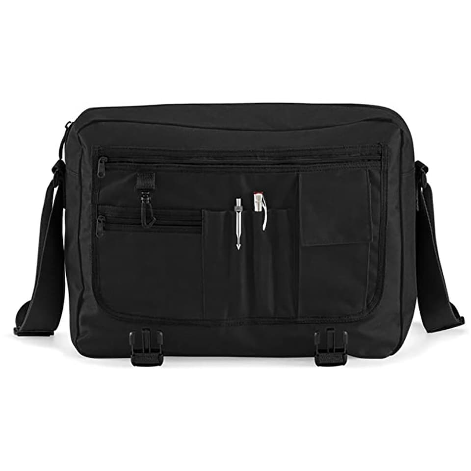 image 1 of Bagbase Adjustable Messenger Bag (11 Litres) (Pack Of 2) - Black - One Size | Black