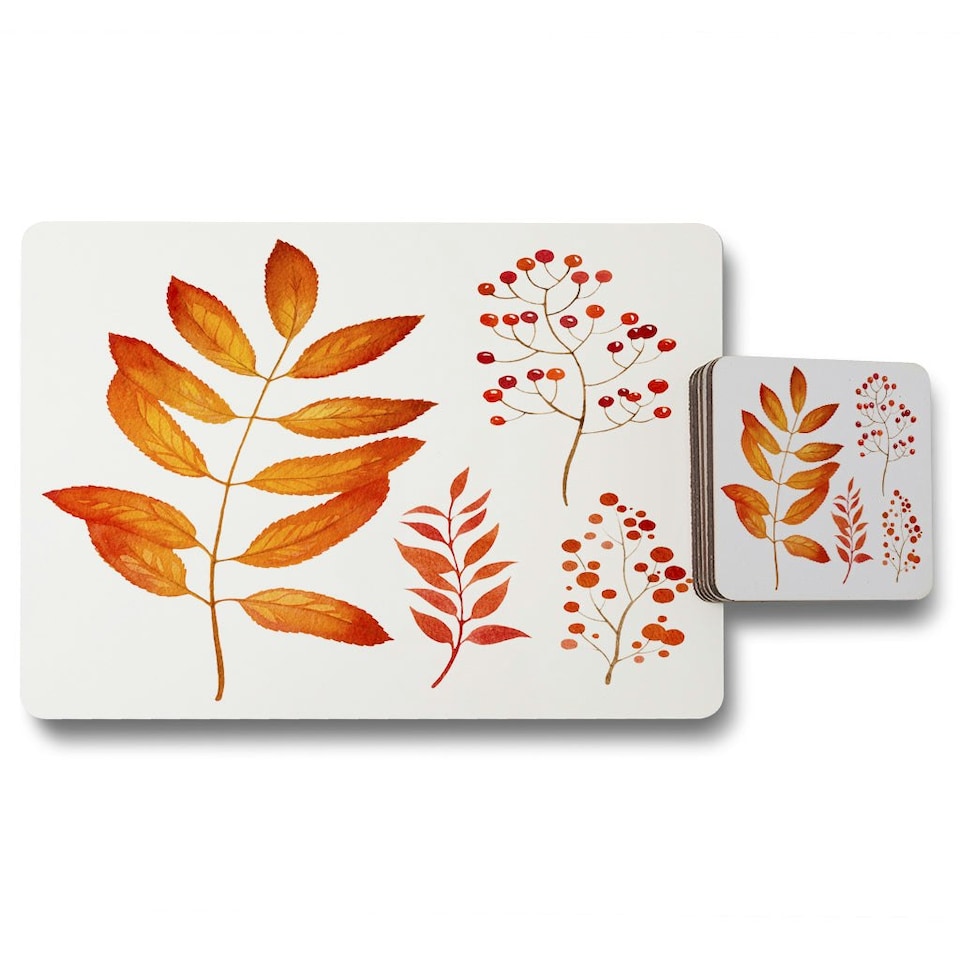 Orange Autumn Leaves (Placemat & Coaster Set)