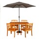 image 1 of Outdoor 4 Person Rectangular Wooden Dining Table Chairs with Grey Havana Parasol & Base Set