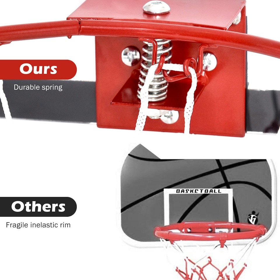 image 1 of COSTWAY Basketball Hoop Over-The-Door Basketball Backboard Red | Standard