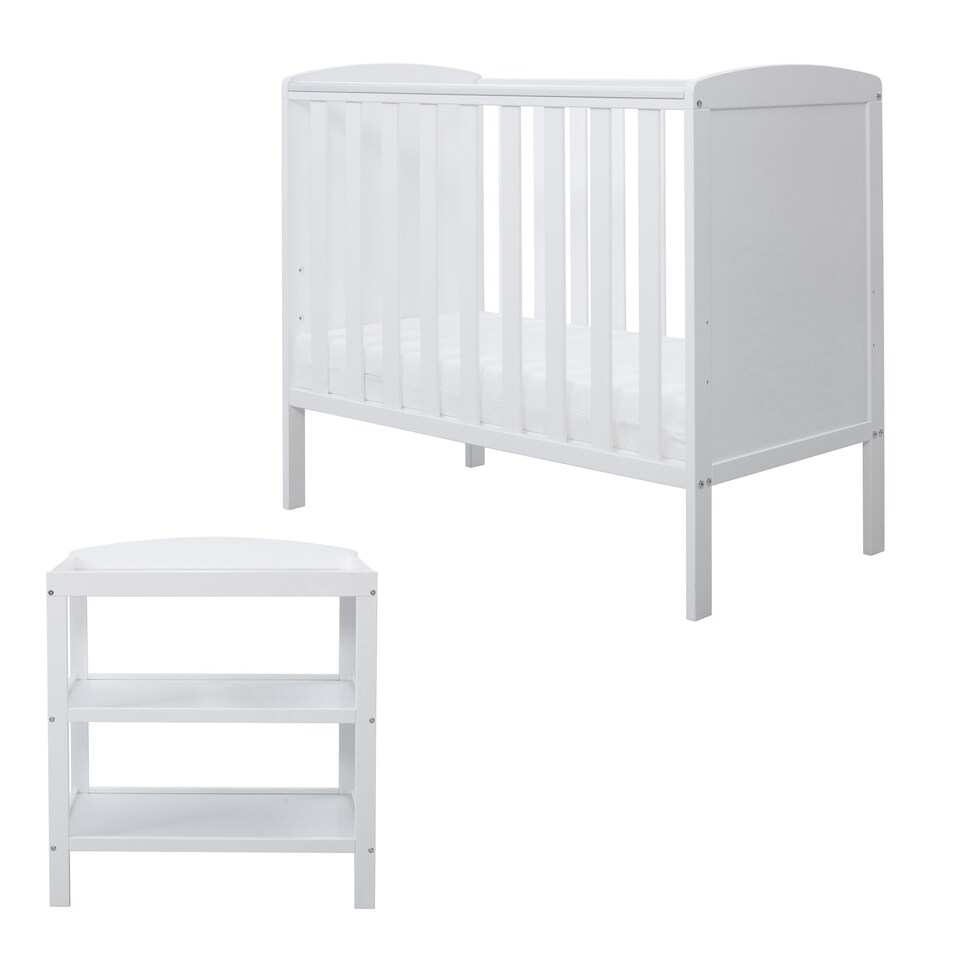 image 1 of Coleby Space Saver 2 Piece Furniture Set - Suitable from Birth to 4 Years, Open Changer, Under Drawer & Fibre Mattress - (White)
