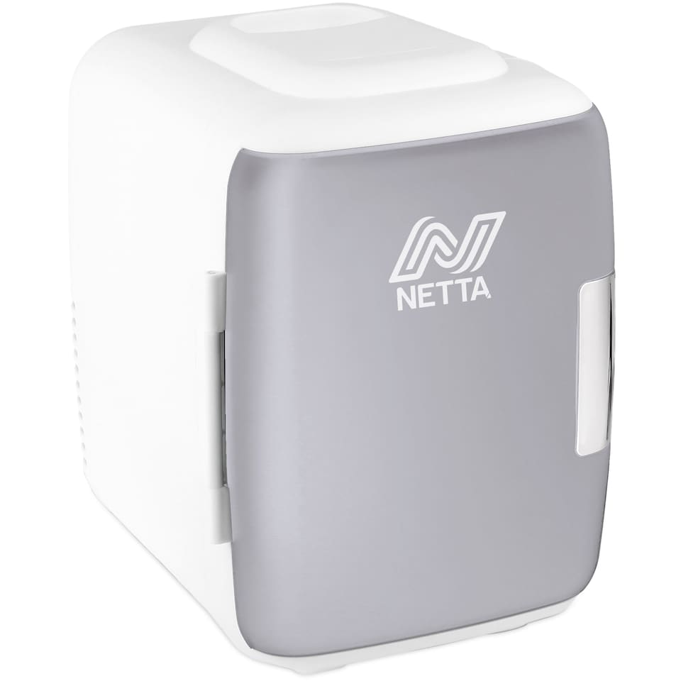image 1 of NETTA 5L Mini Fridge - Grey & White, 12V Car Socket and UK Mains Plug
