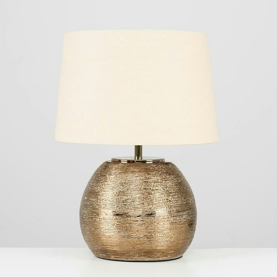 image 1 of ValueLights Krista Brushed Copper Table Lamp and E14 Candle LED 4W Warm White 3000K Bulb
