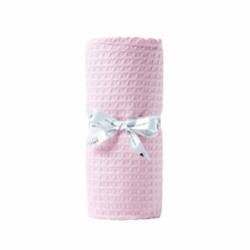Homescapes Organic Cotton Waffle Baby Blanket Pink - 90 x 112 cm Pink