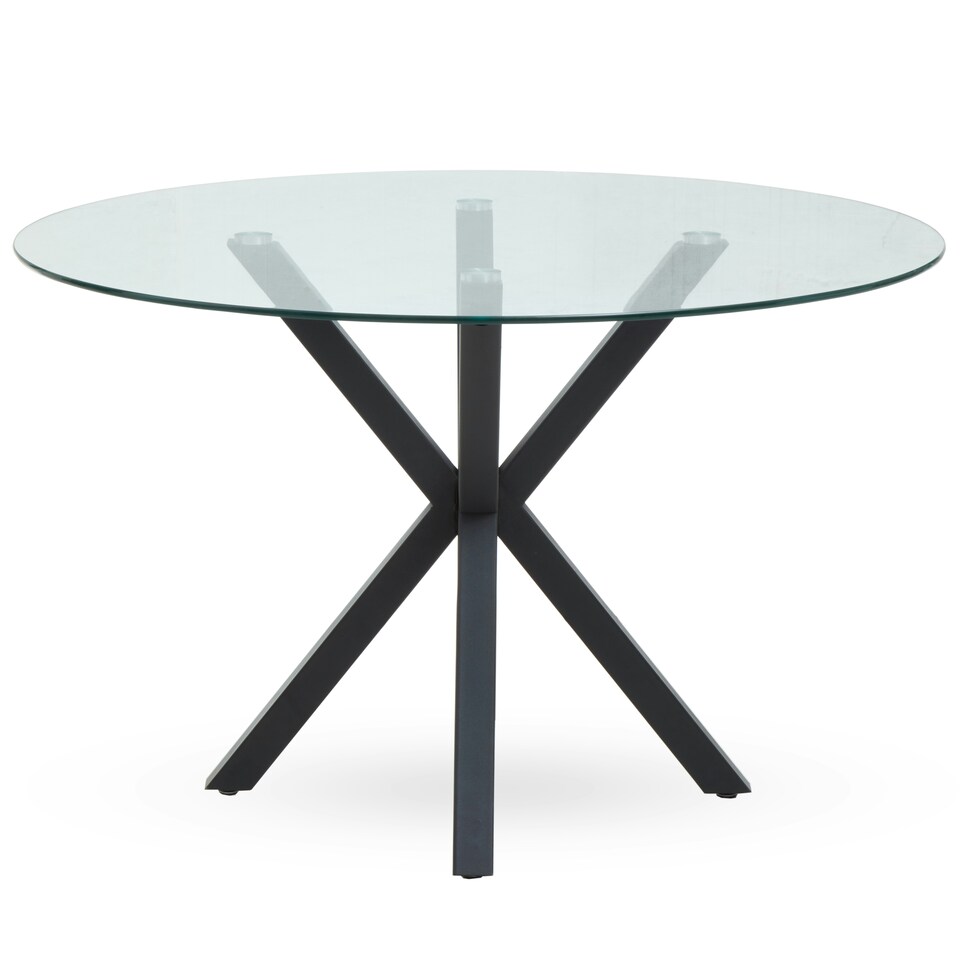 image 1 of Interiors By Premier Elegant Glass Top Dining Table With Black Metal Legs, Contemporary Dining Table, Sturdy Modern Table Black