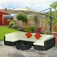 image 2 of Outsunny 7 Pieces PE Rattan Garden Furniture Set with Thick Padded Cushion, Patio Garden Corner Sofa Sets with Glass Coffee Table and Pillows, Buckle Structure, Black
