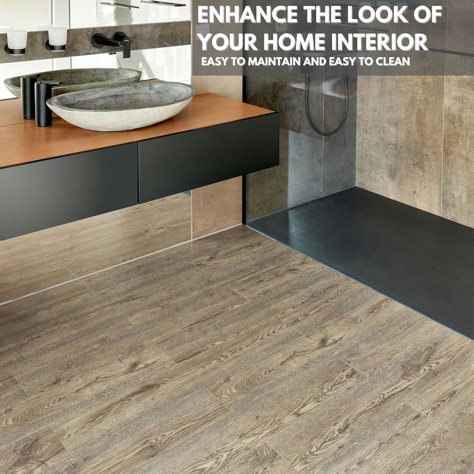 image 1 of NOVECRAFTO Self Adhesive Vinyl Floor Planks – Peel & Stick Flooring – Dark Brown Oak Effect – Easy DIY Installation – Durable & Waterproof Tiles Brown | 5 sqm