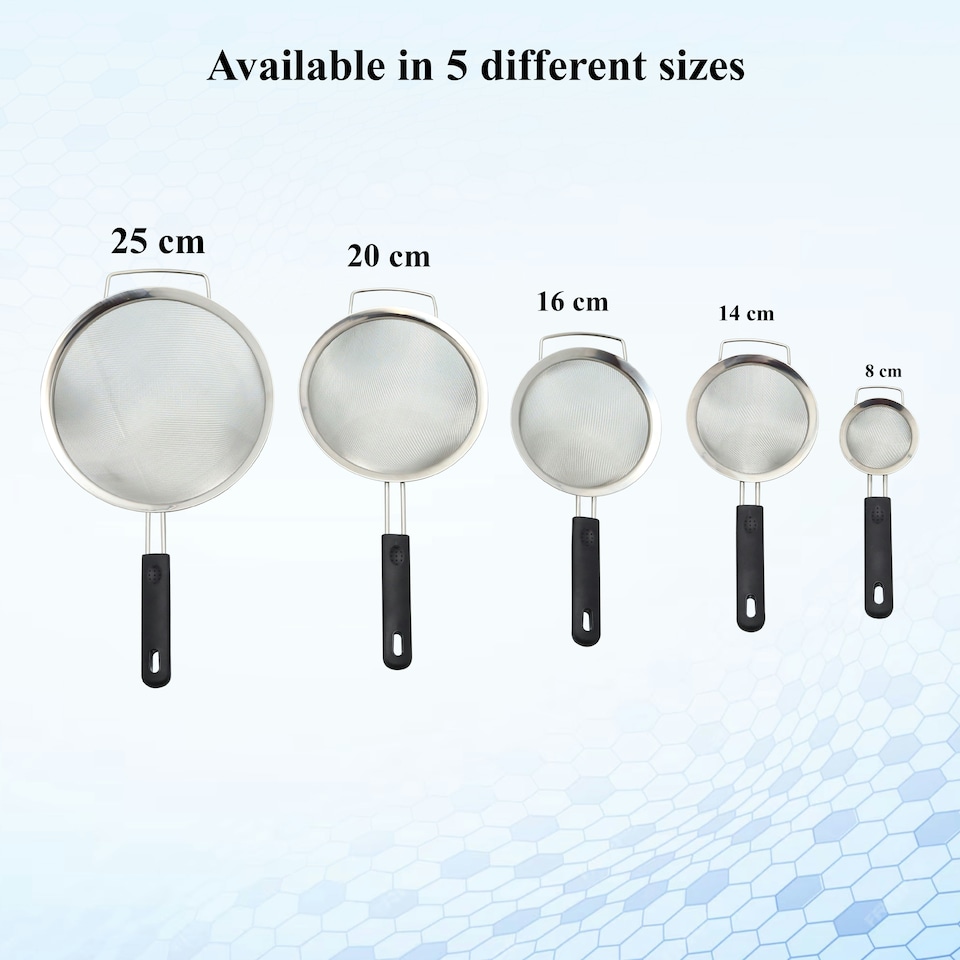 image 1 of Buckingham Stainless Steel Fine Mesh Sieve Strainer 20 cm Soft Touch Handle