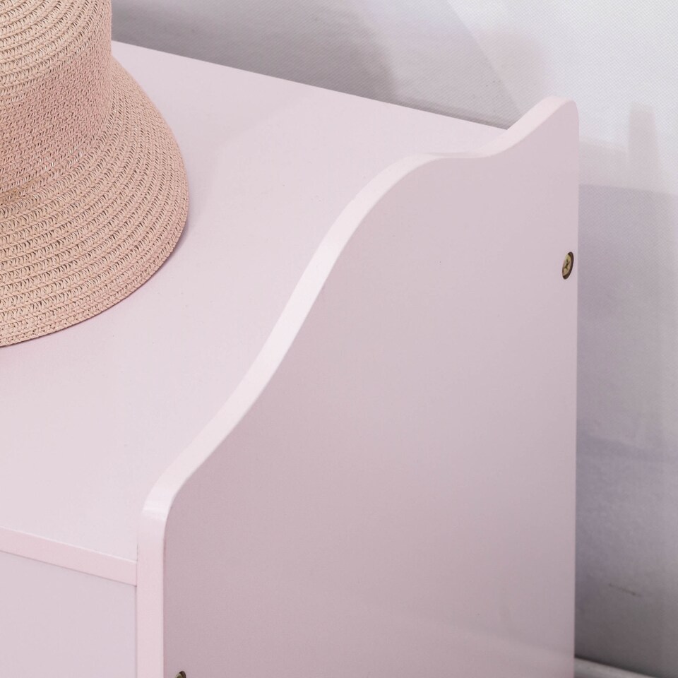 image 1 of HOMCOM Wooden Kids Toy Box Children Storage Organizer Chest Safety Hinge | Pink | 60cm x 40cm x 48cm