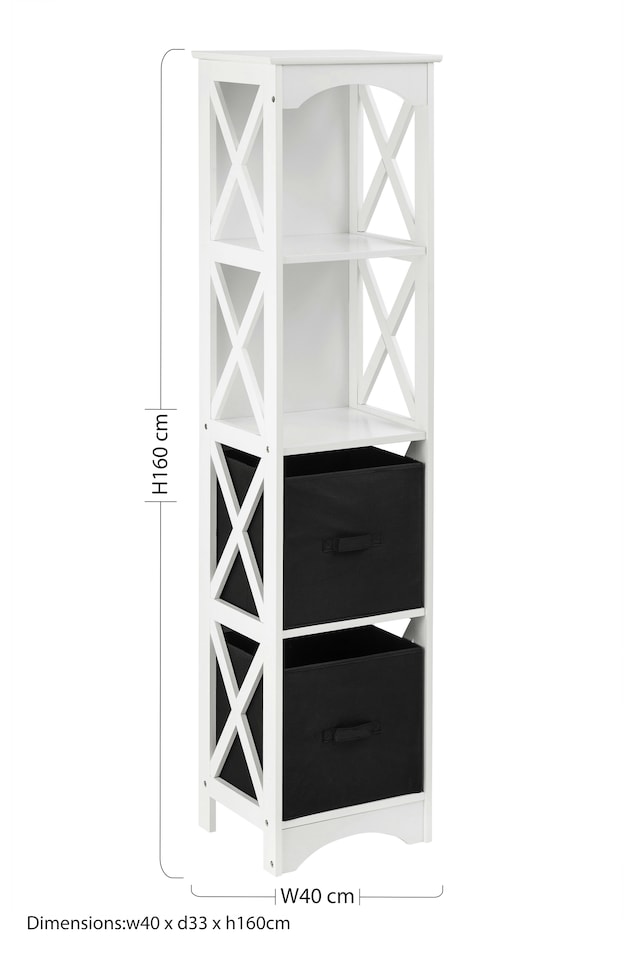 image 1 of 2 White Black Box Drawers Storage Unit | White
