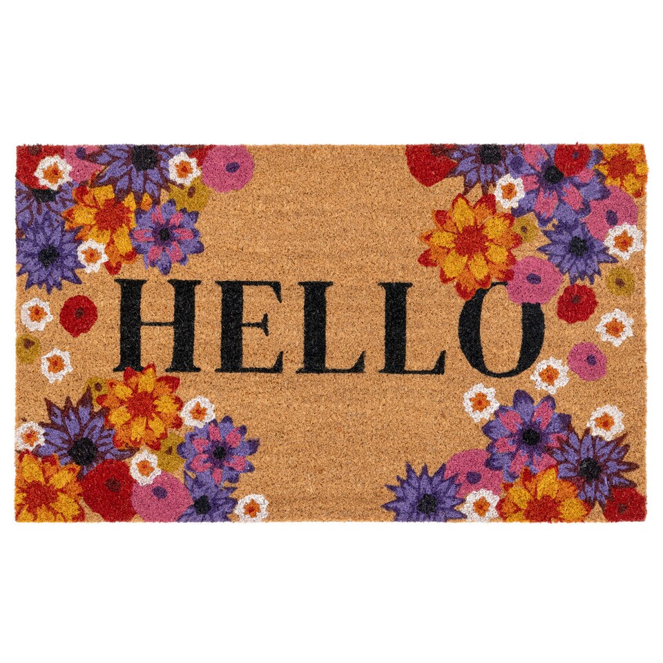 image 1 of KUKOON Floral Blooms Coir Doormat 45cm x 75cm