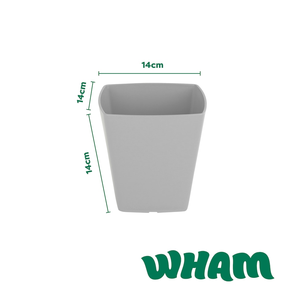 image 1 of Wham studio 4x 14cm Square Plastic Planter | Grey | Cool Grey