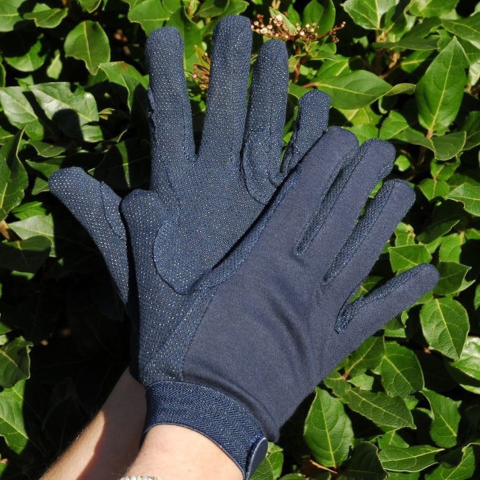 image 1 of Rhinegold Cotton Pimple Horse Riding Gloves Blue | Size: Medium
Colour: Navy Blue