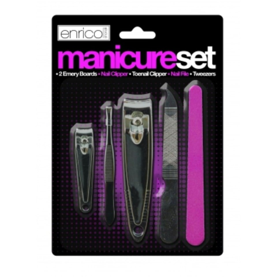 image 1 of Quality Manicure Set, 5 Different Items In Total: 2x Emery Boards, Nail Clipper, Toenail Clipper, Nail File And Tweezers
