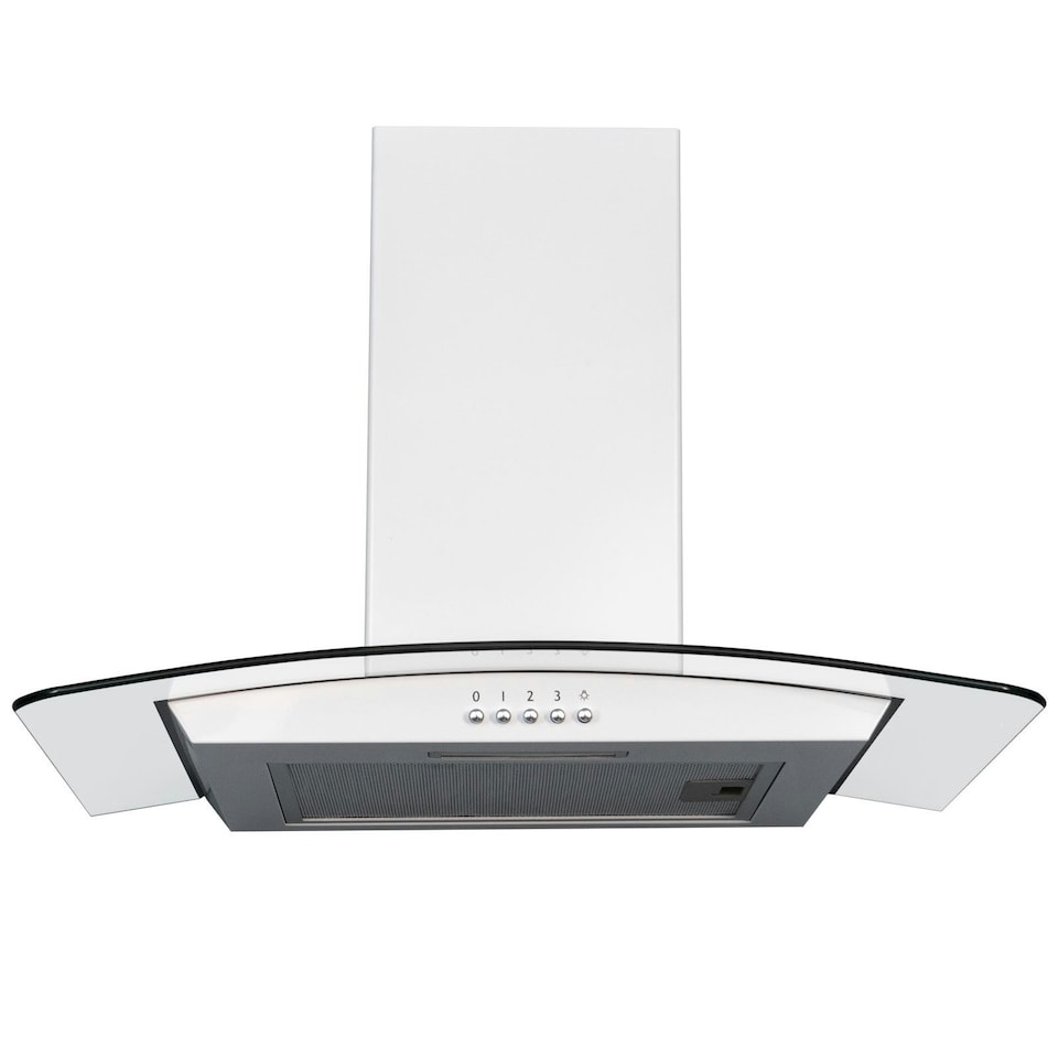 image 1 of SIA CGH60WH 60cm White Curved Glass Chimney Cooker Hood Kitchen Extractor Fan