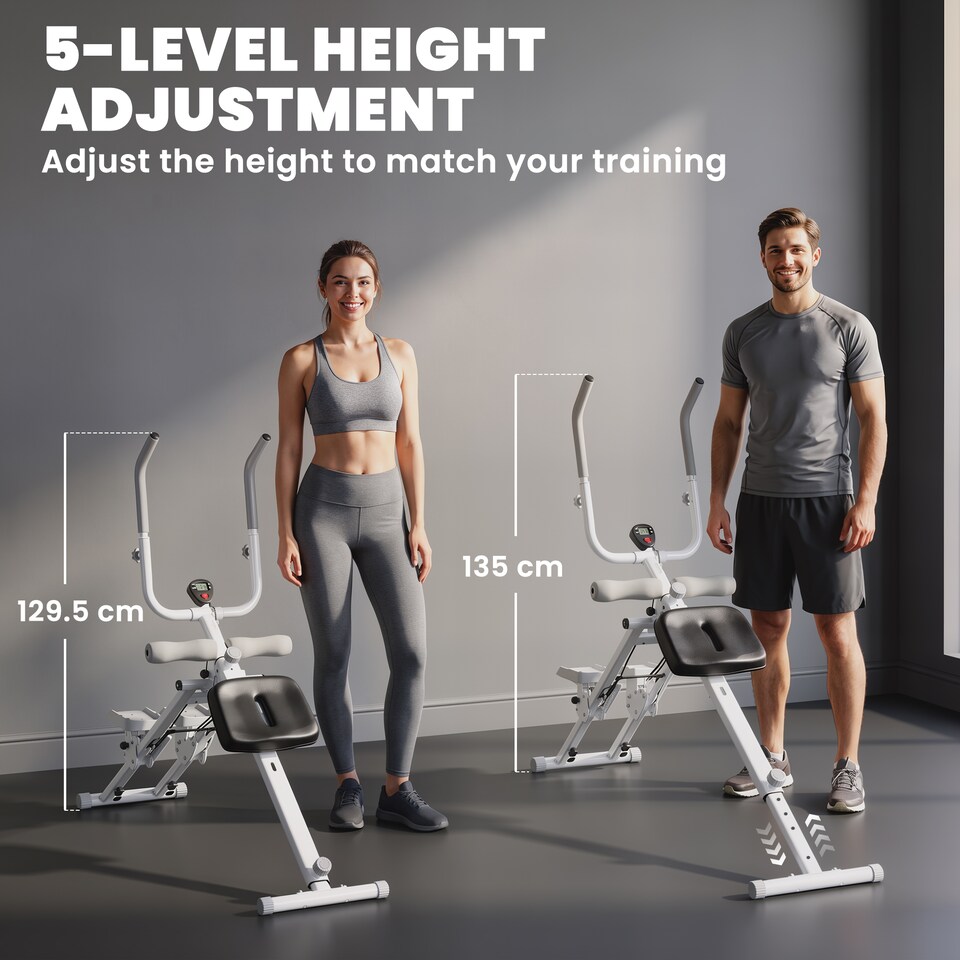 image 1 of SPORTNOW Foldable 2-in-1 Ab Machine and Stair Stepper for Core, White