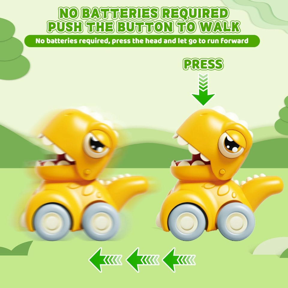 image 1 of Push and Go Dinosaur Car Toy Set 4PCS Mini Dino Vehicles for Toddlers Pull Back Cars