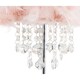 image 3 of Modern Chandelier Style Pink Feather Table Lamp with Waterfall Acrylic Droplets | Pink