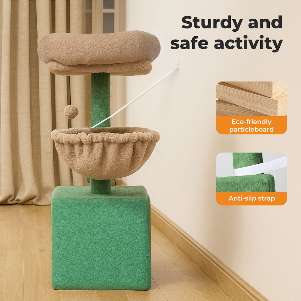 image 1 of Skylos Multi-Level Cat Tree Tower with Condo Hammock Plush Activity Centre