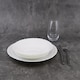 image 1 of White Opal Glass Dinner Set Plates Soup Bowls Dinnerware | White | Sophia Wavy - 24 Pcs | 24