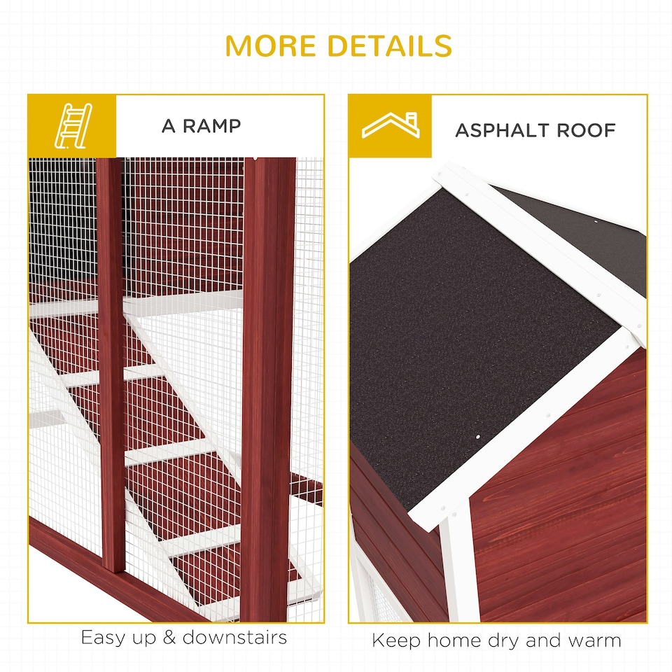 image 1 of PawHut Rabbit Hutch, Bunny Cage Outdoor Wooden House w/Tray & Ramp, Brown