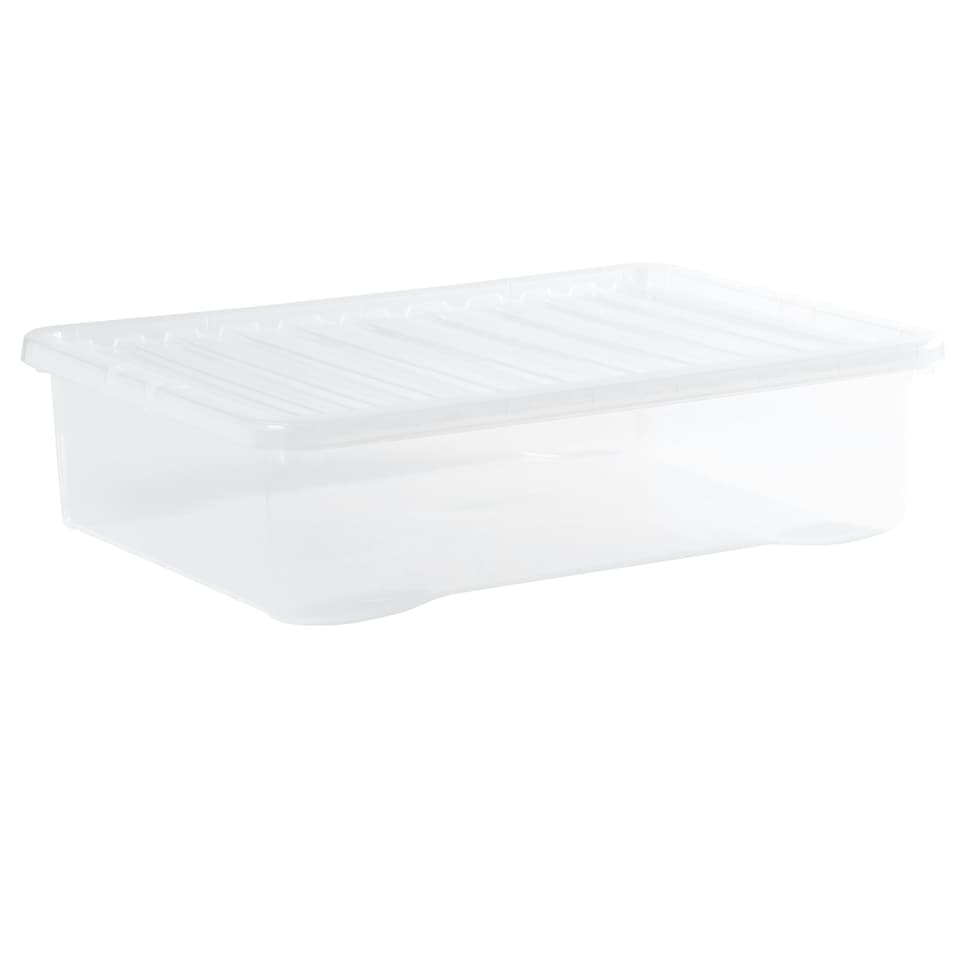 image 1 of Wham Crystal 4 x 46L Stackable Plastic Storage Boxes with Lids Clear Clear