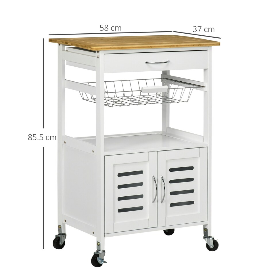 image 1 of HOMCOM Rolling Kitchen Island Trolley Utility Cart on Wheels