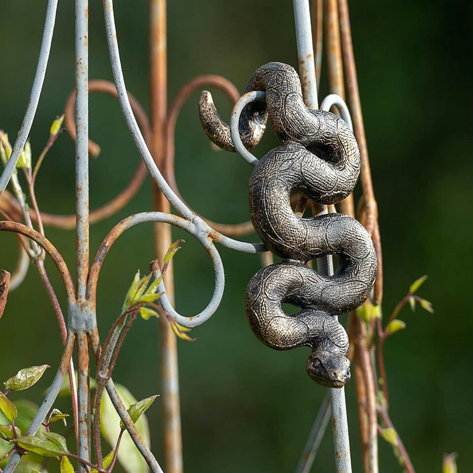 image 1 of Pot Buddies Garden Pot Décor Bronze Boa Contrictor 