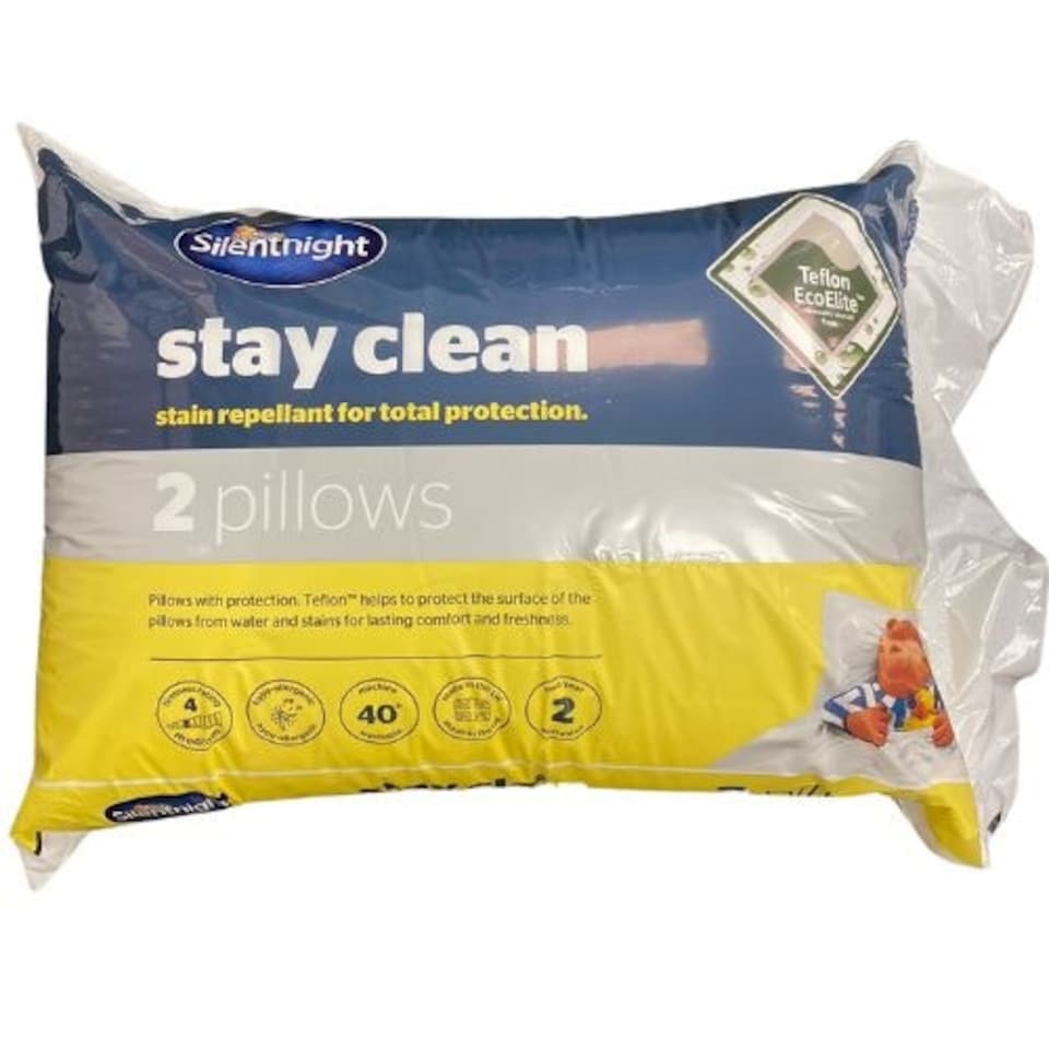 Silentnight Stay Clean Stain Repellent Pillows 2 Pack White