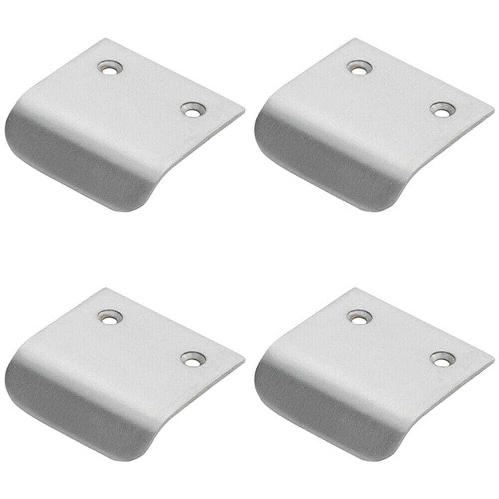Loops 4x Semi Concealed Cabinet Finger Pull Handle 29mm Fixing Centres Satin Chrome