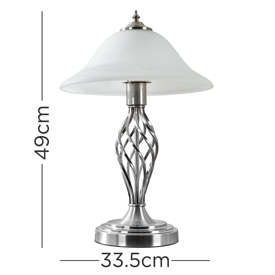 image 1 of ValueLights Memphis Pair Chrome Table Lamps Frosted Shade | Chrome