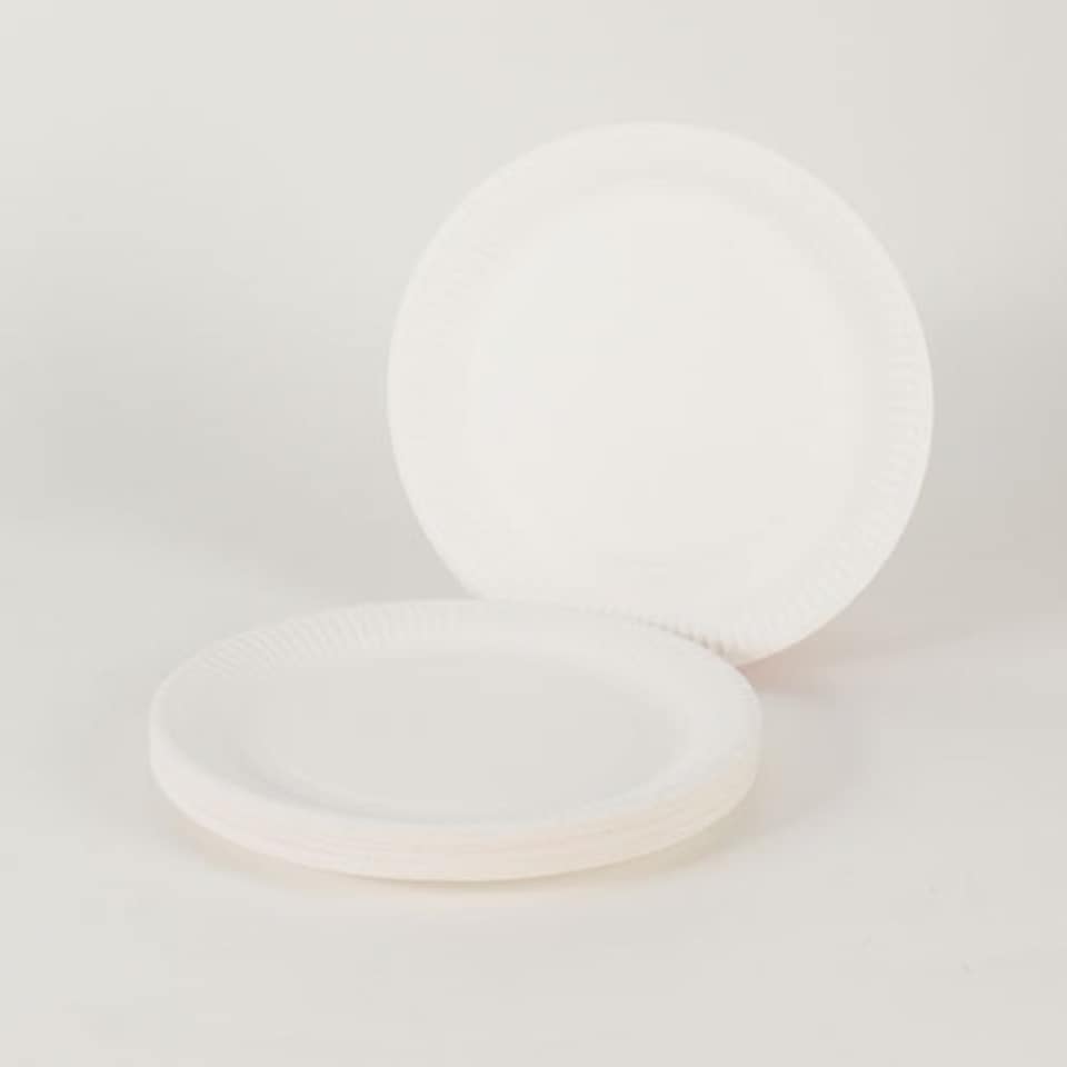 White Biodegradable Round Paper Plates 23cm - Pack of 30