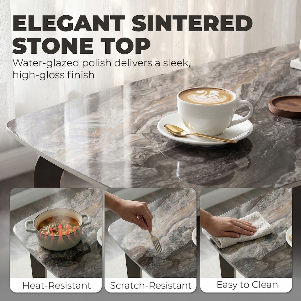 image 1 of HOMCOM Dining Table for 4, Kitchen Table with Sintered Stone Tabletop