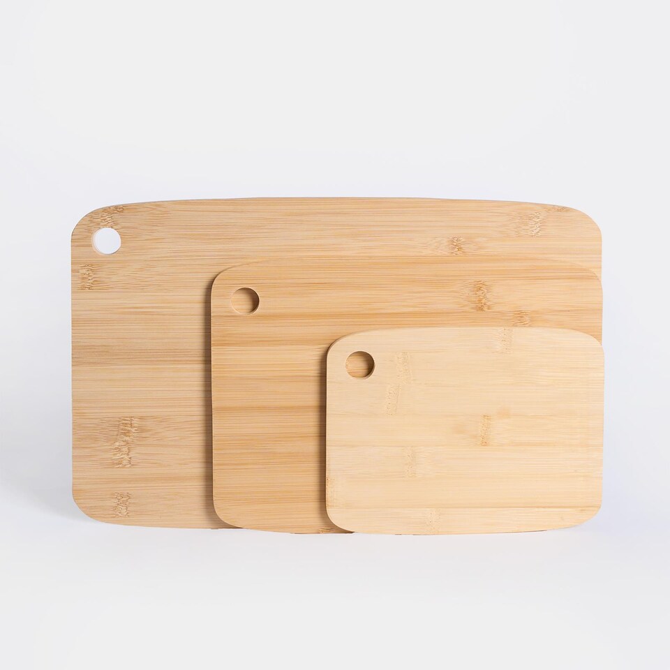 image 1 of OHS Set of 3 Bamboo Chopping Boards Non Slip Cutting Board | Brown | Natural Bamboo