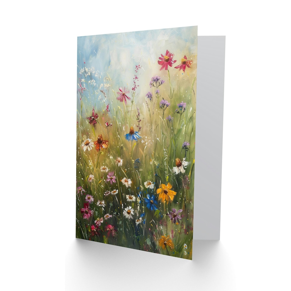 image 1 of Spring Wildflowers Oil Colourful Floral Him Her Birthday Card