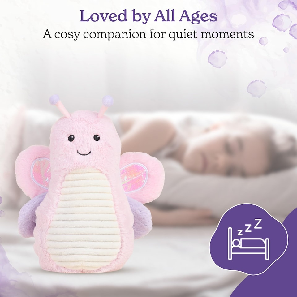 image 1 of Warmies Plush Pink Butterfly, Microwavable Heat Pad, Weighted Cuddly Plushie for Soothing Relief, Lightly Scented with French Lavender - Large