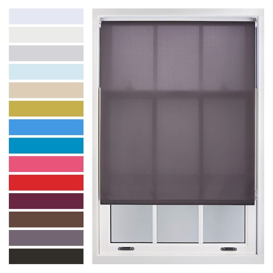 image 1 of FURNISHED Daylight Roller Blinds Made to Measure Sheer Window Blind with Metal Fittings | Grey | Dark Grey | (W) 150cm x (L) 165cm