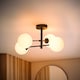 image 3 of ValueLights Darla Black Opaque Globe Bathroom Ceiling Light & Bulbs | Black