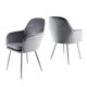image 1 of MUSE Pair of Chairs Upholstered in Velvet Fabric with Silver Legs - Grey Grey